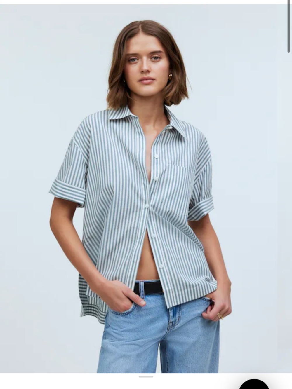 Madewell Oversized Boxy Button-Up Shirt in Signature Poplin Size Medium